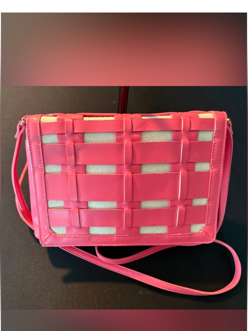 Pink Woven Crossbody Bag - Fashionable Women's Shoulder Bag